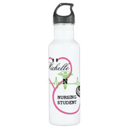 Pink Stethoscope Nursing Student Name Edelstahlflasche