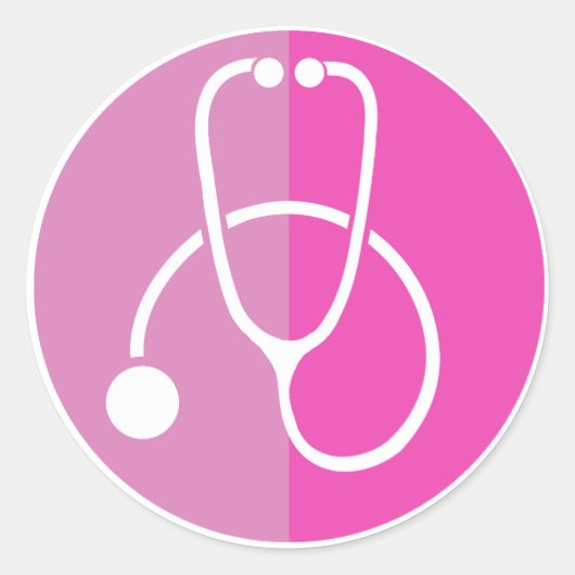 Pink Stethoscope Runder Aufkleber (Vorderseite)
