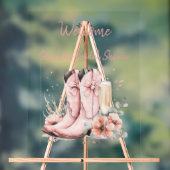 Pink Stiefel & Bubbly Champagner Brautparty Acrylschild (Neutral)