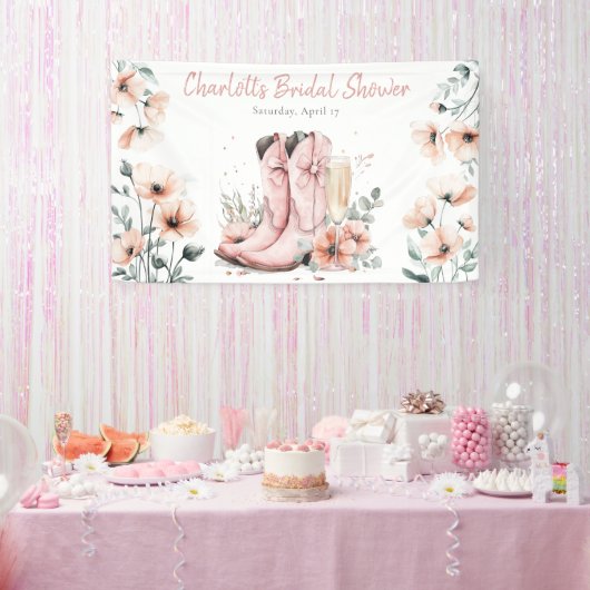 Pink Stiefel & Bubbly Champagner Brautparty Banner (Party)