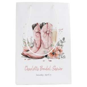 Pink Stiefel & Bubbly Champagner Brautparty Mittlere Geschenktüte