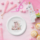 Pink Stiefel & Bubbly Champagner Brautparty Pappteller (Party)