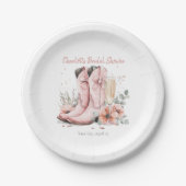 Pink Stiefel & Bubbly Champagner Brautparty Pappteller (Vorderseite)
