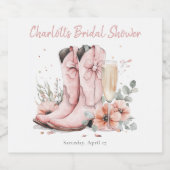 Pink Stiefel & Bubbly Champagner Brautparty Schaumweinetikett (Einzelnes Label)