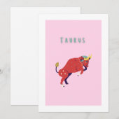 Pink Stier, Sternzeichen, Sternzeichen-Druck Einladung (Vorne/Hinten)