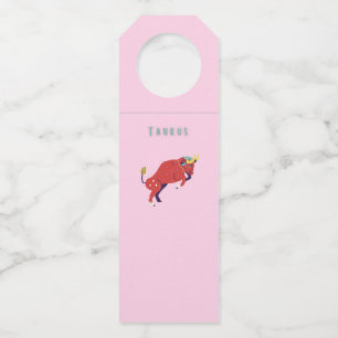 Pink Stier, Sternzeichen, Sternzeichen-Druck Flaschenanhänger