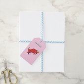 Pink Stier, Sternzeichen, Sternzeichen Druck Geschenkanhänger (Mit Garn)