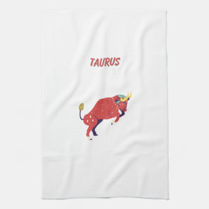 Pink Stier, Sternzeichen, Sternzeichen-Druck Geschirrtuch