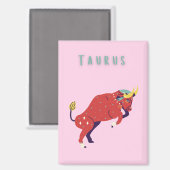 Pink Stier, Sternzeichen, Sternzeichen Druck Magnet (Vorderseite/Rückseite)