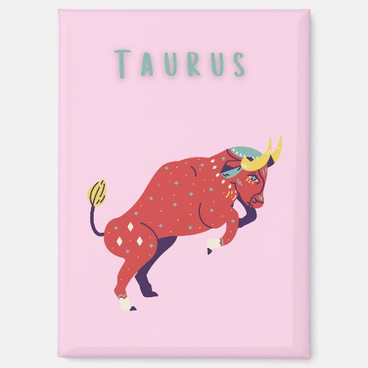 Pink Stier, Sternzeichen, Sternzeichen Druck Magnet (Vorderseite)