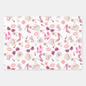 Pink stiletto Lipstick Bag Brille Scheidung Party Geschenkpapier Set (Vorderseite 2)