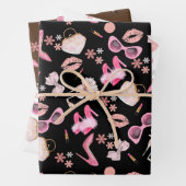 Pink stiletto Lipstick Bag Brille Scheidung Party Geschenkpapier Set (Beispiel)