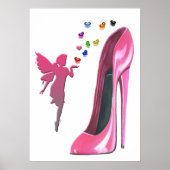 Pink Stiletto Shoe, Fee und Herz-Poster Poster (Vorne)