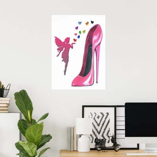 Pink Stiletto Shoe, Fee und Herz-Poster Poster (Heimbüro)