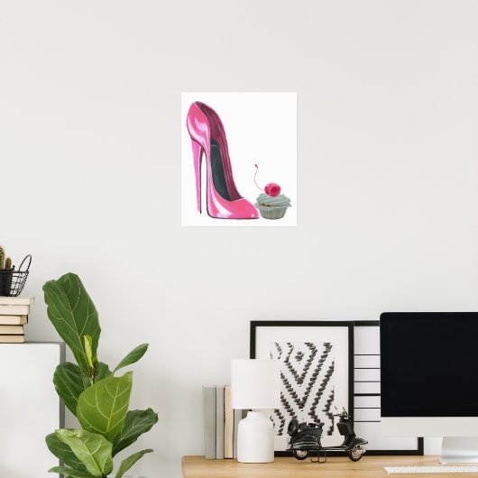 Pink Stiletto Shoe und Cherry Cupcake Poster (Heimbüro)