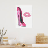 Pink Stiletto Shoe und Kiss Art Poster (Küche)