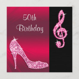 Pink Stiletto & Treble Cleft 50. Geburtstag Einladung