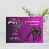 Pink Stilettos Geburtstag Einladung (Stehend Vorderseite)