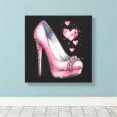 Pink Stilettos und Diamond Shaped Hearts Leinwanddruck (Insitu (Holzboden))