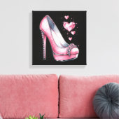 Pink Stilettos und Diamond Shaped Hearts Leinwanddruck (Insitu (Wohnzimmer))