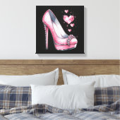 Pink Stilettos und Diamond Shaped Hearts Leinwanddruck (Insitu (Schlafzimmer))