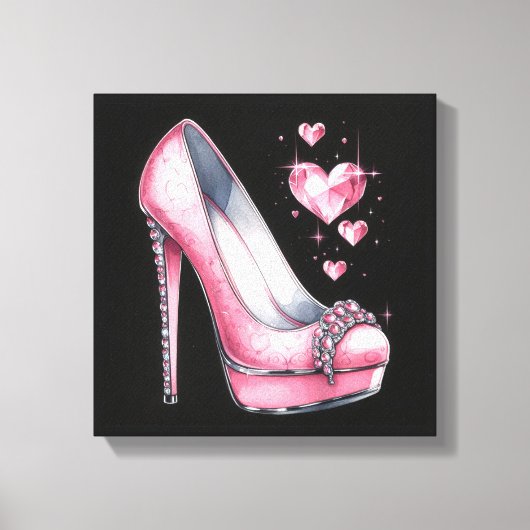 Pink Stilettos und Diamond Shaped Hearts Leinwanddruck (Vorderseite)