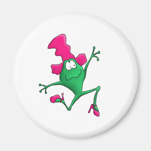 Pink Stilletto Happy Frog Magnet (Vorne)