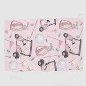 Pink Stilvolle Feminine Golf Design Custom Monogra Golfhandtuch (Horizontal)