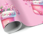 Pink Stocking Christmas Holiday Geschenkpapier (Rolleneckpunkt)