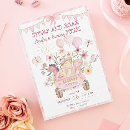 Pink Stomp und Roar Vierter Dinosaurier Geburtstag Einladung