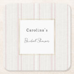 Pink Stone White Stripes Bridal Shower Rechteckiger Pappuntersetzer<br><div class="desc">Pink Stone White Stripes Wedding Bridal Shower</div>