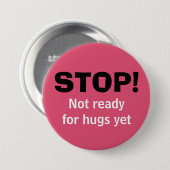 Pink STOP No Hugs Button (Vorne & Hinten)