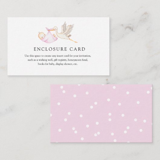 Pink Storch Custom Enclosure Card Begleitkarte (Vorne/Hinten)
