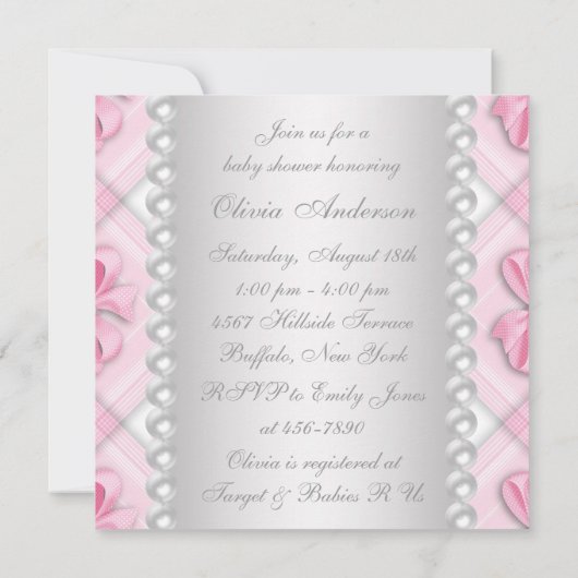 Pink Stork African American Baby Girl Dusche Einladung (Rückseite)