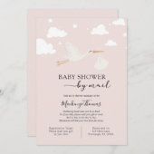 Pink Stork Baby Dusche by Mail Einladung (Vorne/Hinten)