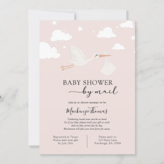 Pink Stork Baby Dusche by Mail Einladung