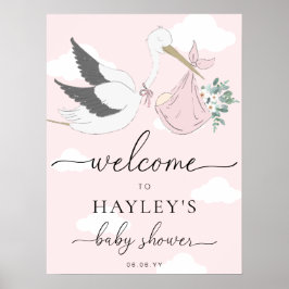 Pink Stork Baby Dusche Empfang Poster