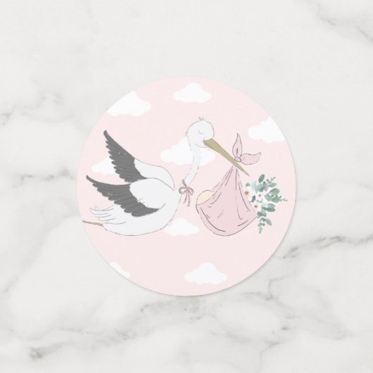 Pink Stork Baby Dusche Konfetti (Klein Vorderseite)
