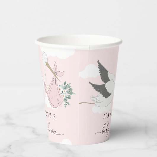 Pink Stork Baby Dusche Pappbecher (Rechts)