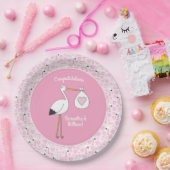 Pink Stork Baby Dusche Pappteller (Party)