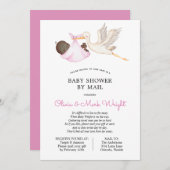 Pink Stork Baby Dusche per Mail Einladung (Vorne/Hinten)