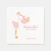 Pink Stork Baby Dusche Personalisiert Napkin Serviette (Vorderseite)
