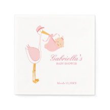 Pink Stork Baby Dusche Personalisiert Napkin