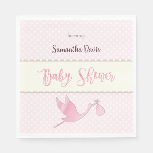 Pink Stork Baby Girl Babydusche Serviette (Vorderseite)