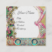 PINK STORK BABY SHOWER, GEMSTONEN, BLUMENBAUMUSTER QUADRATISCHE VISITENKARTE (Rückseite)