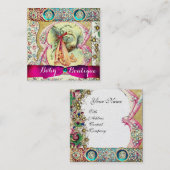 PINK STORK BABY SHOWER, GEMSTONEN, BLUMENBAUMUSTER QUADRATISCHE VISITENKARTE (Vorne/Hinten)