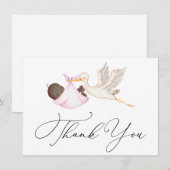 Pink Stork Babydusche Vielen Dank. Mitteilungskarte (Vorne/Hinten)