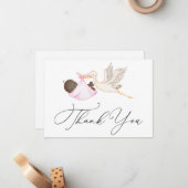 Pink Stork Babydusche Vielen Dank. Mitteilungskarte (Vorderseite/Rückseite Beispiel)