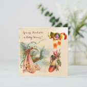 PINK STORK GIRL BABY DUSCHE, GEMSTONE MONOGRAM EINLADUNG (Stehend Vorderseite)