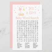 Pink Stork Nest Baby Dusche Word Search Game (Vorne/Hinten)